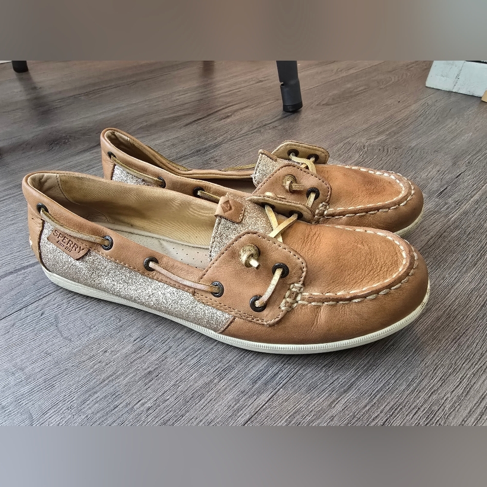 Sperry Coil Ivy Sparkle Boat Shoes Size 8.5 Coastal Nautical Fishercore